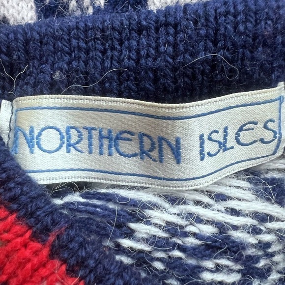 Vintage 80s Northern Isles Nordic Christmas Teddy Bear Sweater Large - Picture 4 of 6